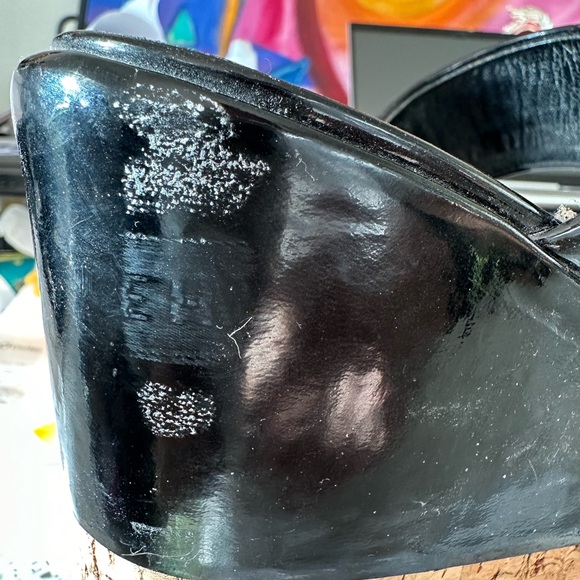 Prada Black Patent Leather n Cork Platform sandal. - Picture 5 of 7